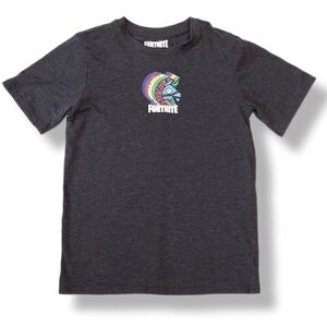 Fortnite Boys Large 12 14 Crew Neck Tshirt Graphic Logo Grey Short Sleeve